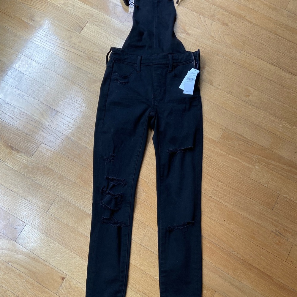 AE Black Destroyed Overalls